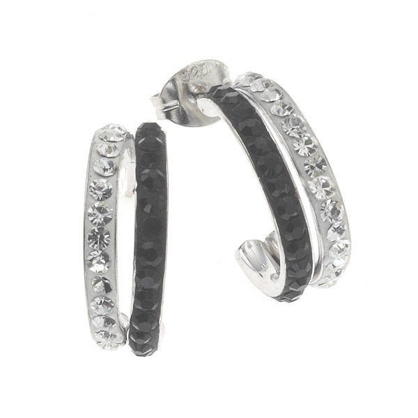 Crystelle - Ohrstecker Swarovski Kristalle weiss/schwarz