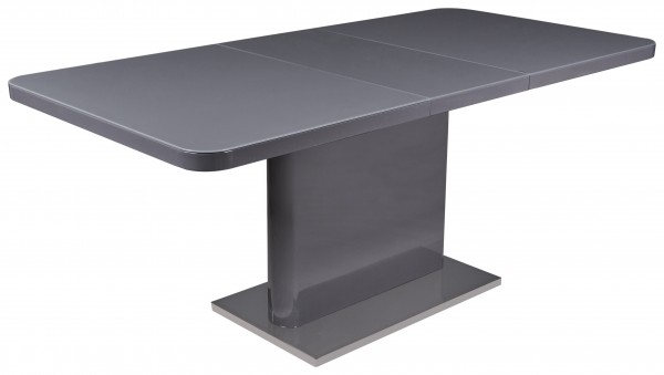Esstisch "Olivia", HG grau, Grauglasplatte, Edelstahl, 140-180x76x90cm, Tisch, Küchentisch, Küche