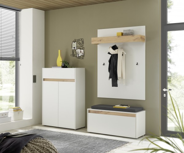 3er-Set Garderobe Boston Wotan Eiche Holzdekor weiß 185x200x40cm