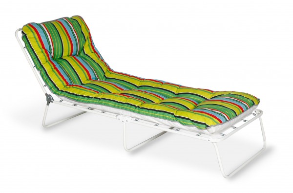 Campingliege "Toni" weiß/ bunt-gestreift 65x190x38cm Gartenliege Gartenmöbel Sonnenliege Klappliege