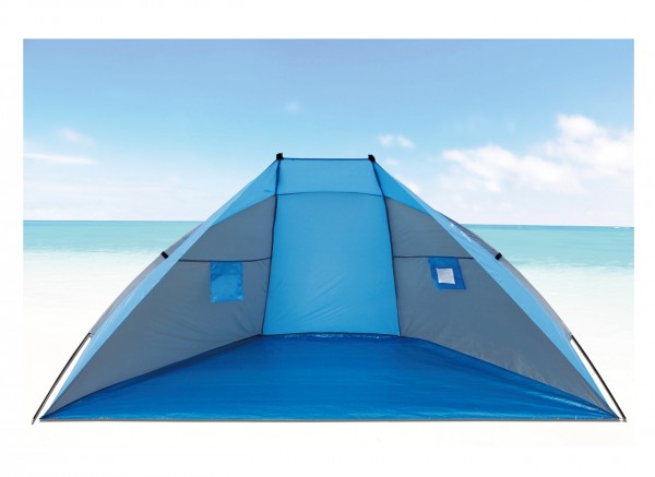 Strandmuschel "Sola III" 2700x120x120cm blau faltbar Polyester Sonnenschutz UV 80+