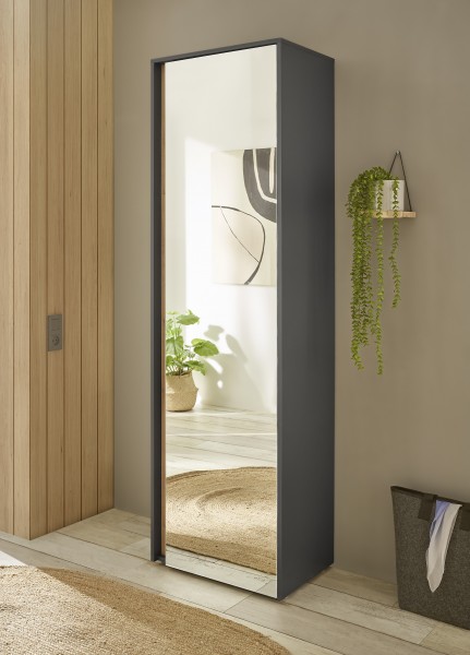 Garderobenschrank "Style" mit Spiegel, 1 Tür,  Anthrazit, Wotan Eiche Dekor
