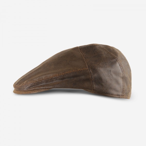 SCIPPIS Oxford Cap – Schiebermütze aus 100 % Leder in Brown 