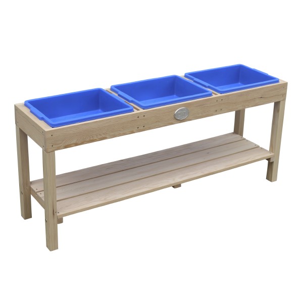 Aktivitätentisch &quot;Malena&quot; braun Natur Holz 27 x 124 x 50 cm 3 Behälter Holztisch Wasserspieltisch