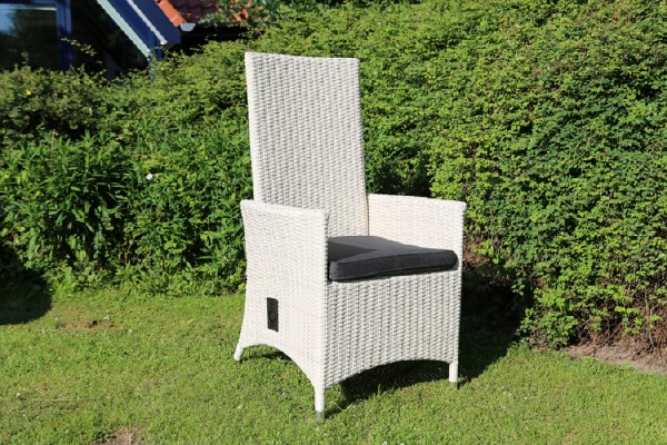 Hochlehner "Throne", weiß, 62 x 71 x 110 cm, mit Sitzpolster, verstellbar, Gartenstuhl, Garten