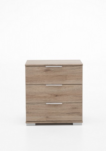 Nachtschrank "Nele 2" Nachtkonsole San Remo-Eiche NB (3 Schubkästen) 52x58x38cm