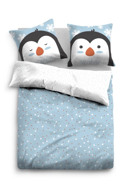 Tom Tailor Linon Bettwäsche "Pingu" Baumwolle, lichtblau, 135x200cm, Wendebettwäsche, Schlafzimmer