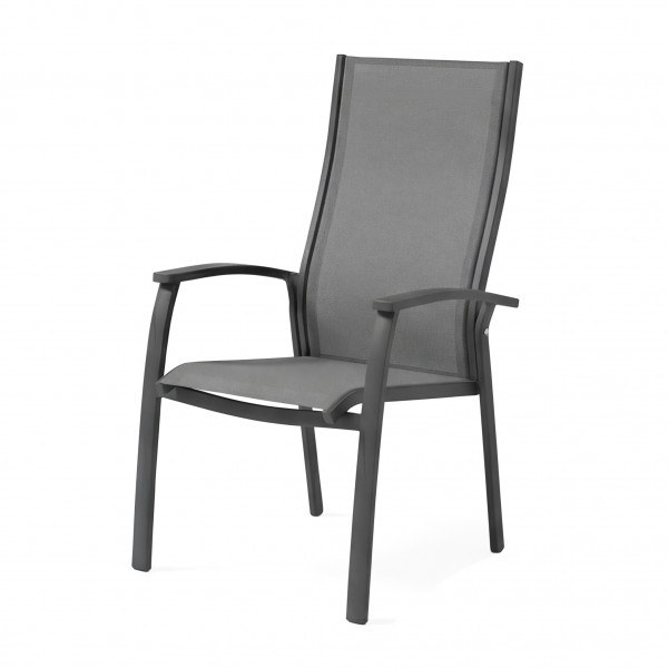 Outdoor Stapelstuhl „Larino“ Anthrazit Aluminium & Textilene wetterfest stapelbar & robust