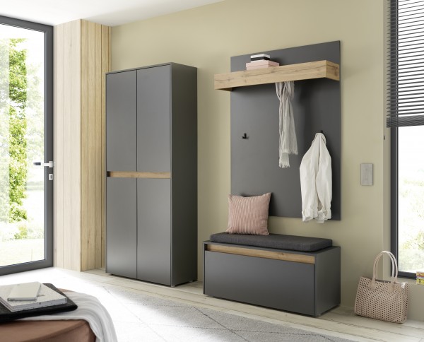 3er-Set Garderobe Boston II Wotan Eiche Holzdekor anthrazit 185x200x40cm