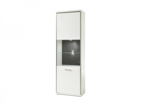 Vitrine-L "Bindian" weiss 64x201x38cm opt. Beleuchtung Highboard Schrank Board Schrank