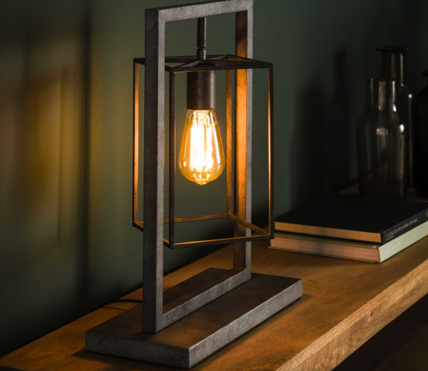 Tischlampe "Delsi" alt silber Lampe aus Metall Glühlampe für LED-Lampe E27 Tischleuchte