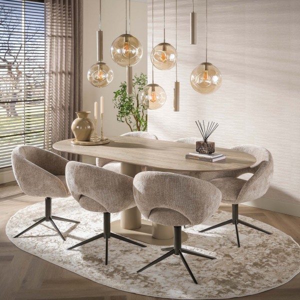 Esstisch „Lisiko Dine“ – 215 cm, 3D-Keramik in Travertinoptik, Sand-Beige