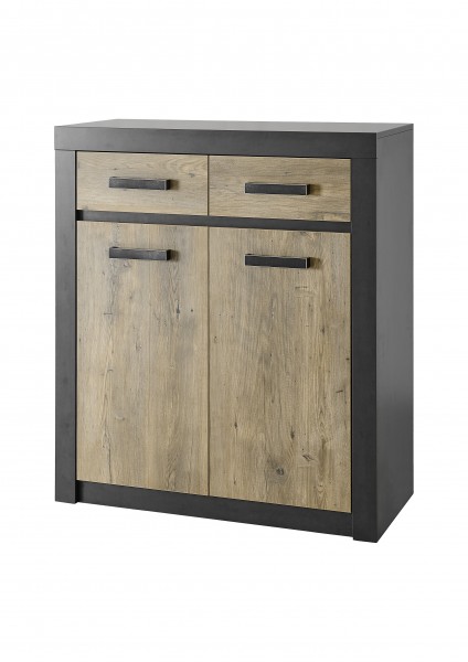 Kommode "Fejsal I" Kastanie Dekor/Fresco 92x105x42cm Flurschrank Schrank Stauraumschrank