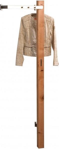 Garderobe "Remo 2", Wildeiche massiv, Bügel + Haken, 48 x 190 x 35 cm