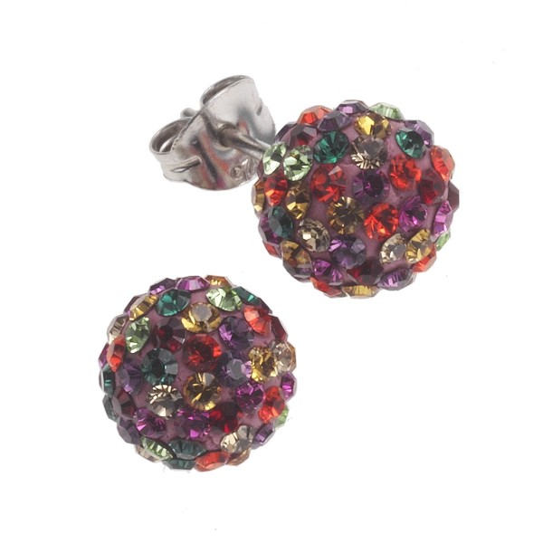 Crystelle - Ohrstecker, Kugel 8mm Swarovski Kristalle multi