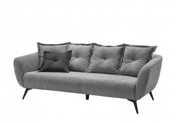 3-Sitzer Sofa "Mary" schwarz grau 236 x 80/94 x 103 cm (B/H/T) 100% Polyester Metallbeine
