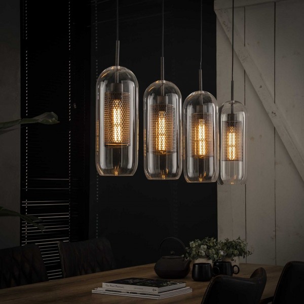 Hängelampe "Svanfolk III" 4 Lampenschirme silber Glas 106x15x150cm (B/T/H) Deckenlampe Zijlstra