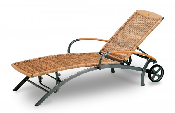 Sonnenliege "Theo" natur Kunstfaser-Geflecht 71x175x30/95cm Gartenliege Gartenmöbel Aluliege
