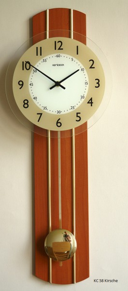 Wanduhr "Anna" mit Quarzpendelwerk, bedrucktes Glas, 23 x 60 cm, kirsche