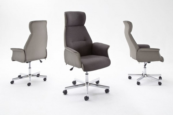 Chefsessel "Yeti" grau-braun, creme, 66x115x72 cm