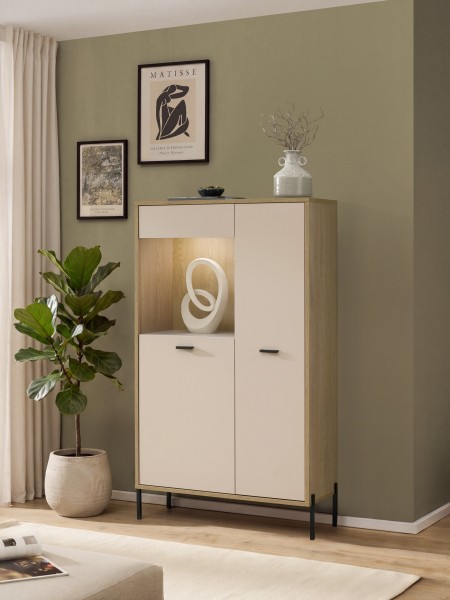 Vitrine"Fredericia" 80 x 150 x 35 cm Wohnzimmervitrine Vitrinenschrank