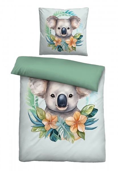 Biberna Linon Bettwäsche Koala 155x220cm + 80x80cm