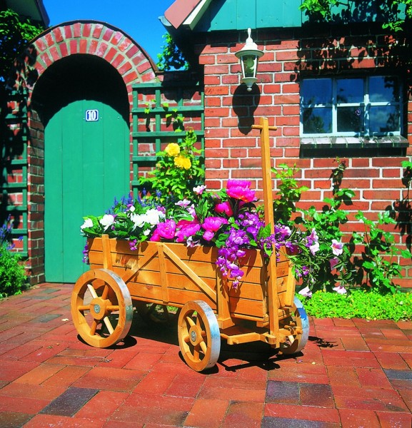 Deko-Bollerwagen "Maike" honigbraun imprägniert 104x49x51cm Gartendekoration