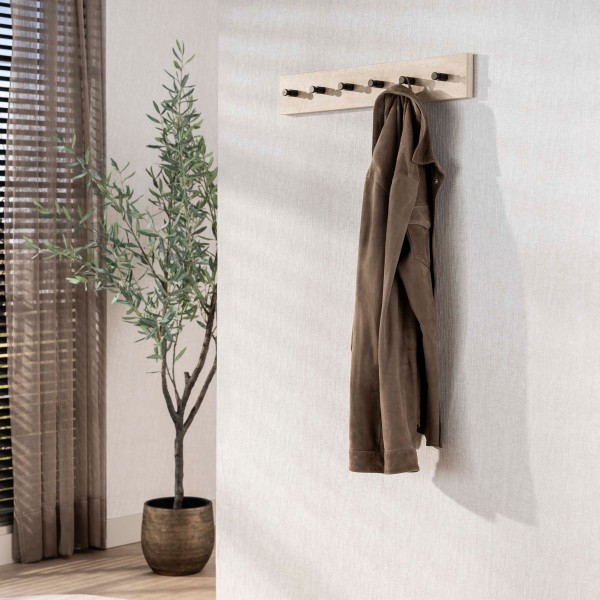 Garderobenständer „Tavira“ – Travertin-Keramik, 6 Haken 60 × 10 cm