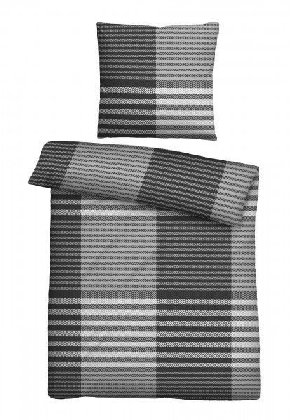 Biberna Feinbiber Bettwäsche kariert silbergrau
