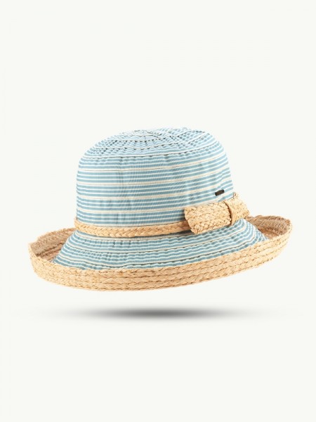 SCIPPIS Damenhut „Lucinda“ – Streifenhut Raffia-Polyester, Blue-Beige