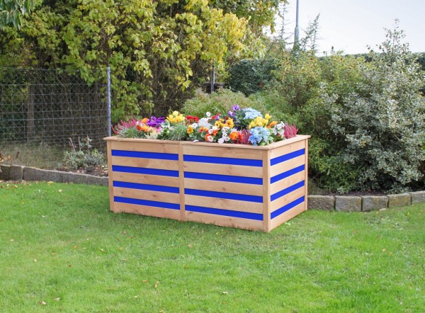 Hochbeet "Melina", honigbraun/blau, 150 x 75 x 84 cm, Gartenbeet, Gartenhochbeet, Garten