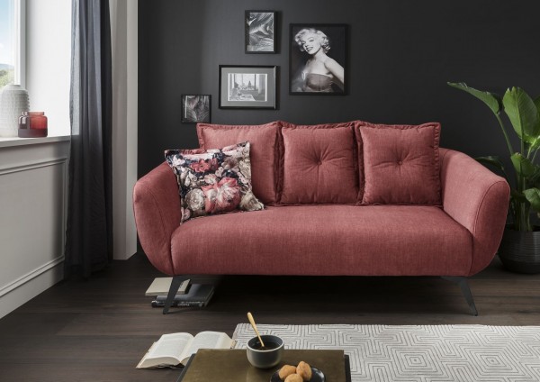 2,5-Sitzer Sofa "Mary" Koralle hell rot 196 x 80/94 x 103 cm (B/H/T) 100% Polyester Metallbeine