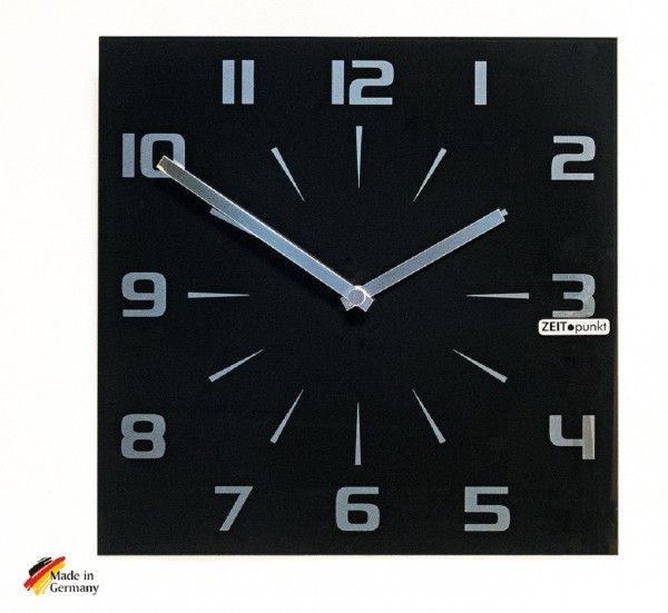 Quartz Wanduhr "Venedig Black" aus Glas, schwarz, 33 x 33 cm