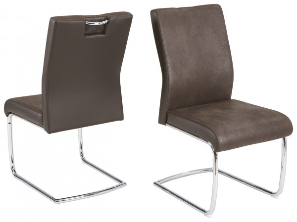 2er Set Stuhl "Henry II" dunkelbraun Kunstleder Microfaser 49x59x98cm Esszimmerstuhl