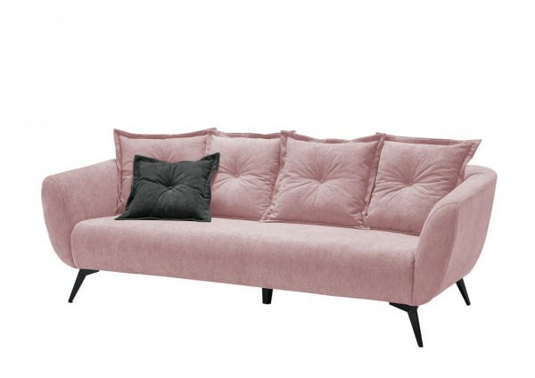 3-Sitzer Sofa "Mary" schwarz rosa 236 x 80/94 x 103 cm (B/H/T) 100% Polyester Metallbeine