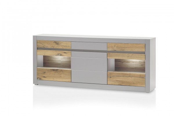 Sideboard "Casablanca II" 217x90x42cm Platingrau Matt Zinneiche hell