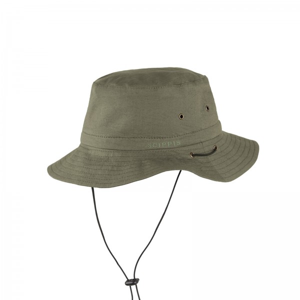 SCIPPIS Outdoorhut „Bush Hiker“ – UPF50+ zertifiziert,  mit Kinnriemen, leichter Baumwollmix, olive