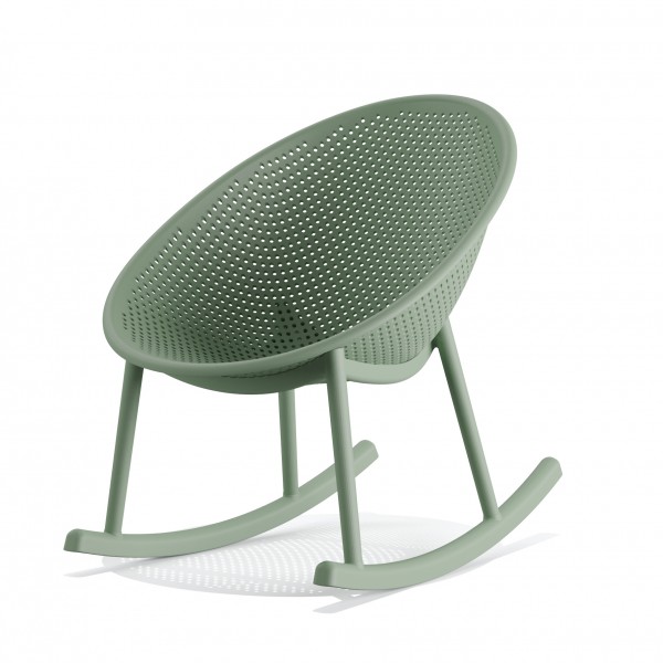 Outdoor‑Schaukelstuhl „Qosy“ 2er‑Set Sand/Grün, Polypropylen, wetterfest, bis 125 kg, Sitz 58×40×38 