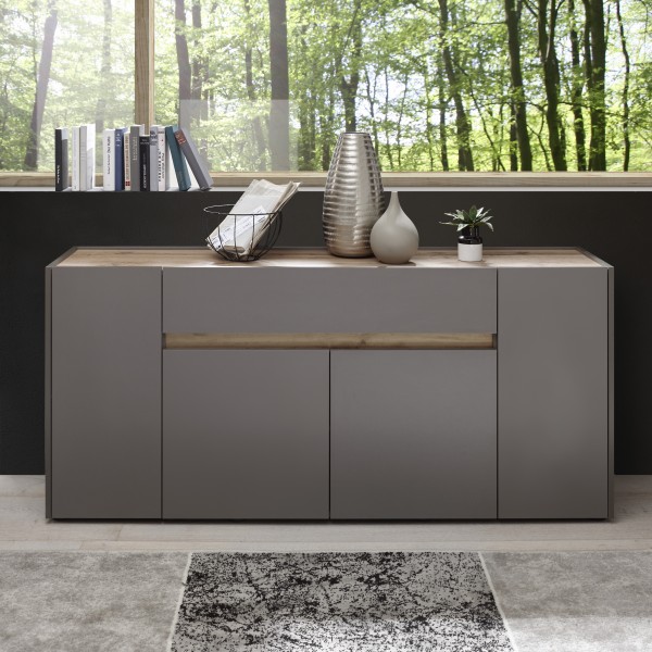 Sideboard "Quentin", anthrazit/Wotan Eiche NB, 170 x 85 x 40 cm, Wohnzimmer, Schrank, Möbel