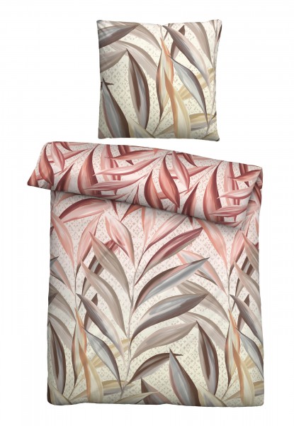Biberna Feinbiber Bettwäsche Palmblätter 135x200cm + 80x80cm
