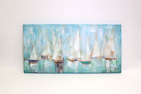 Handgefertiges Ölgemälde " Calming Boats" Gemälde, auf Leinwand, handgemalt 140x70cm