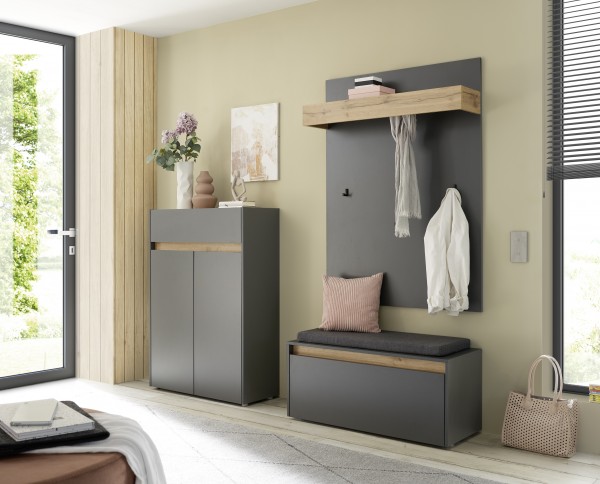 3er-Set Garderobe Boston Wotan Eiche Holzdekor anthrazit 185x200x40cm