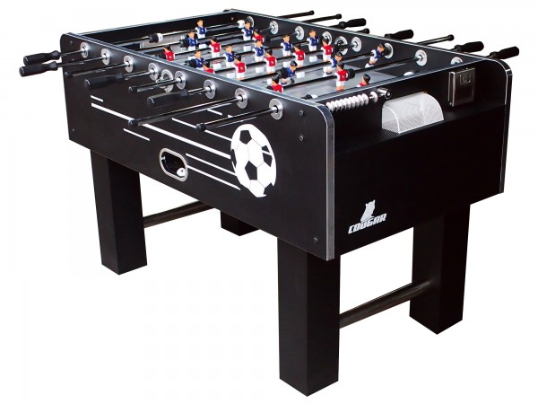 Fußballtisch "Zidane" aus Holz in schwarz 140x74x88cm Tischfussball Kicker