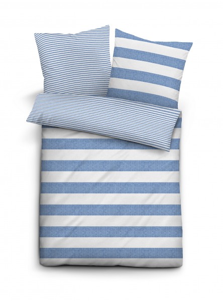 Beauty.Scouts Melange-Renforce Bettwäsche "Michel", blau, Baumwolle, Schlafzimmer
