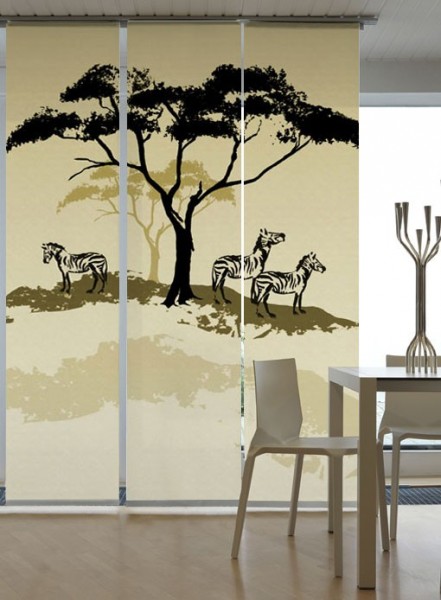 Emotion Textiles Flächenvorhang Schiebevorhang Afrika Zebra Hell 3-er Set incl. Montagesatz