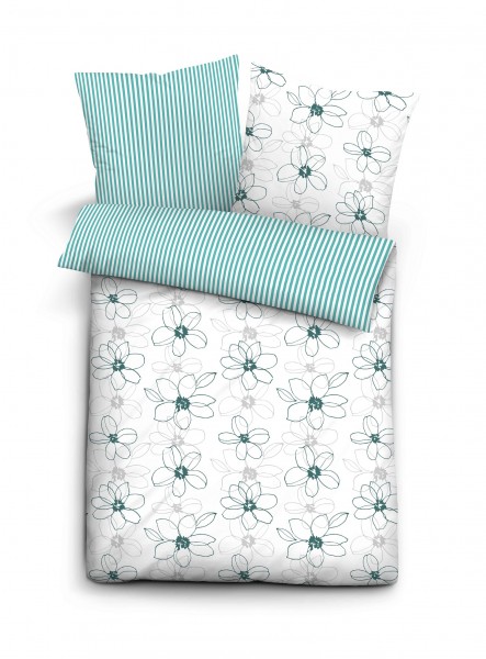 Beauty.Scouts Soft-Seersucker Bettwäsche "Pelle", türkis, Baumwolle, Wendebettwäsche, Schlafzimmer