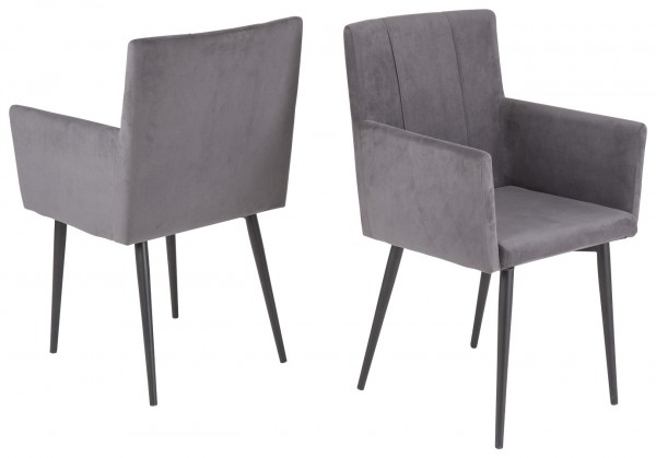 2er Set Stuhl "Estelle II" anthrazit Microfaser samt 57x58x91cm Esszimmerstuhl