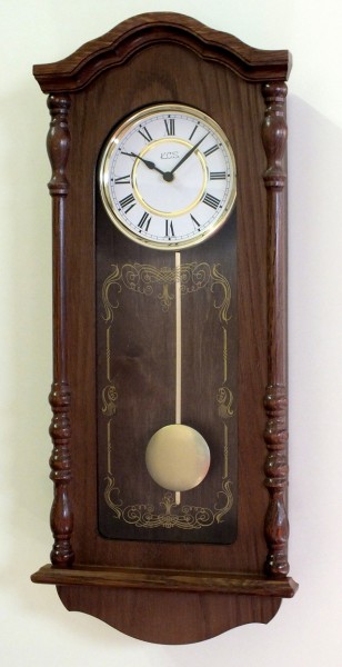 Wanduhr mit Pendel "Cumberland", Uhr, Wanduhr, Pendeluhr,Eiche, Küche, Wohnzimmer, Diele/Flur, 62x27 cm, in Eiche