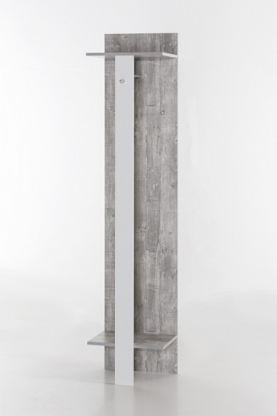 Garderobenpaneel "Simona 2", Betonoptik/weiß, Melamin-Harz, 40x176x30,5cm
