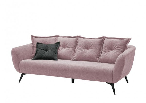 3-Sitzer Sofa "Mary" schwarz dunkelrosa 236 x 80/94 x 103 cm (B/H/T) 100% Polyester Metallbeine
